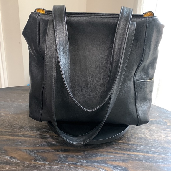 Mario Hernandez black leather tote with metal H appliqués. Pre loved - Picture 2 of 14